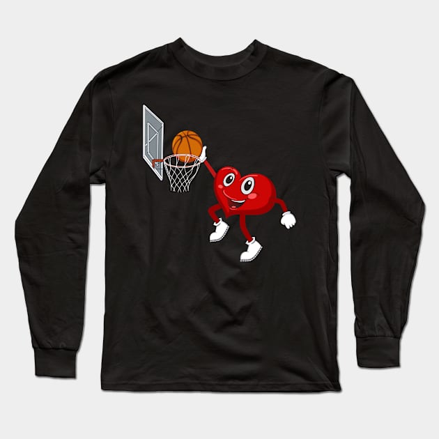 Valentines Day Heart Dunking Basketball - Valentine Shirts For Girls Boys Men Women Long Sleeve T-Shirt by paynegabriel